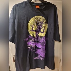 Halloween Mens Black Haunted Cemetery Graveyard Scene - Size 2XL